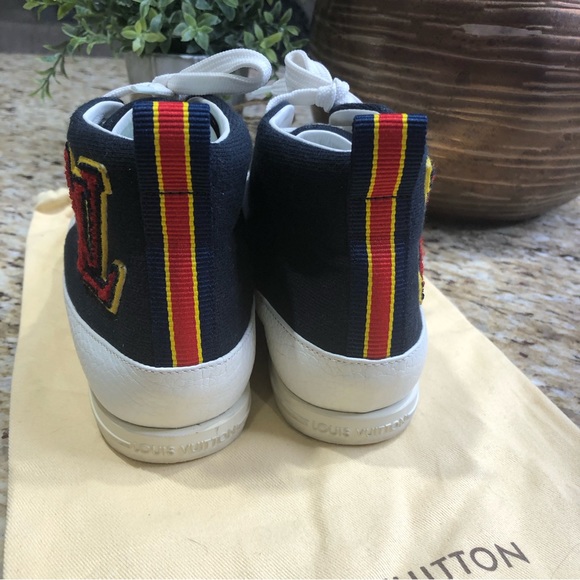 Louis Vuitton Paris Fastball Navy High Top Leather Sneakers EUR 30/US 13 Big Kid - Picture 9 of 13